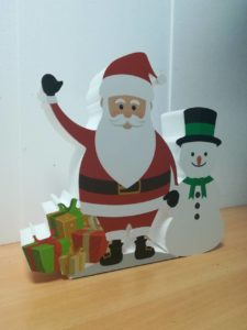 Коледна декорация - цветни Еленче, Дядо Коледа и снежен човек от стиропор