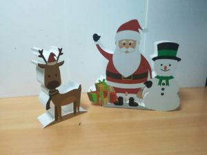 Коледна декорация - цветни Еленче, Дядо Коледа и снежен човек от стиропор